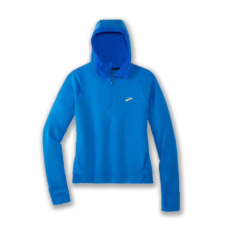 Brooks Notch Thermal Fleece Running Hoodie - Women's - Blue Bolt (08316-EOWI)